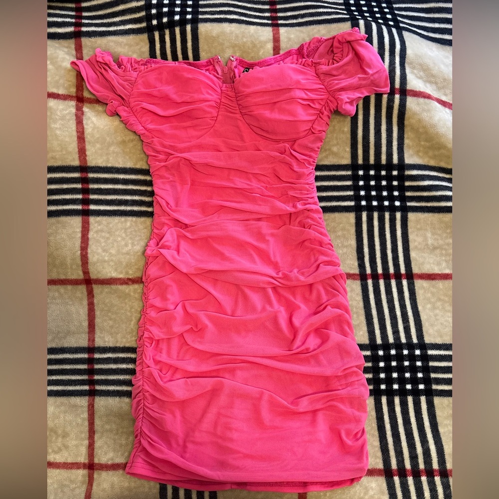 Windsor Hot Pink Ruched Mini Dress